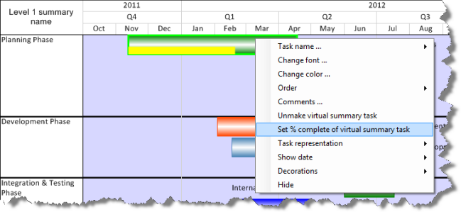 Change the progress bar on a virtual summary task.