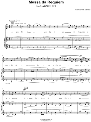 Soprano part to Verdi Requiem Angus Dei, page 1