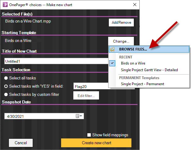 Select summary tasks as the wires and milestones as the birds.