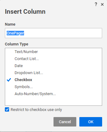 Add a checkbox column to Smartsheet.