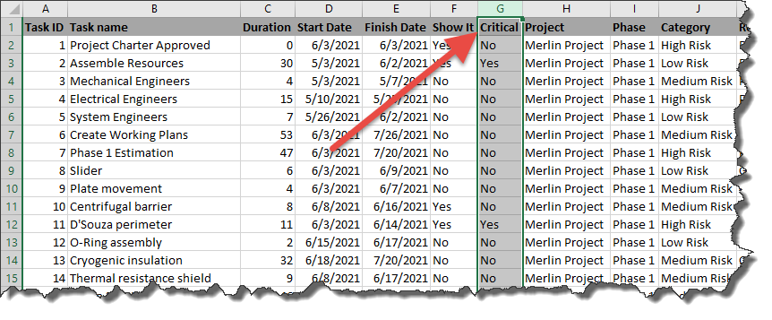 Critical Path Chart Template