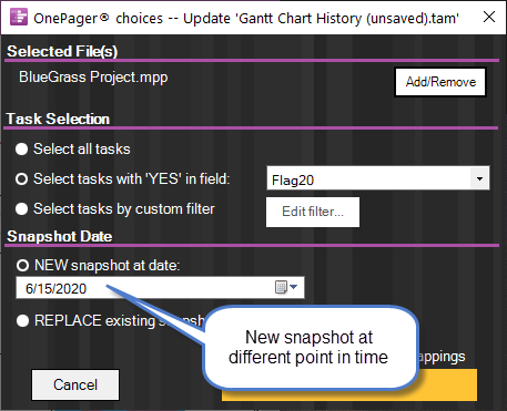 Specify the updated version of your Gantt chart.