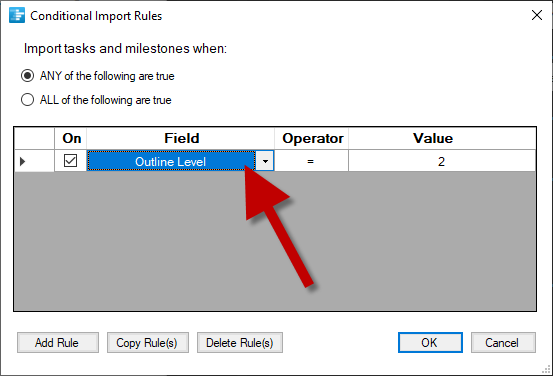 Filter your plan on a page based on the Primavera P6 WBS outline level.