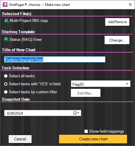 OnePager Pro's import wizard from Microsoft Project makes project reporting easy.