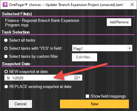 Easily update an earlier Gantt chart with a refreshed view of your Microsoft Project plan.