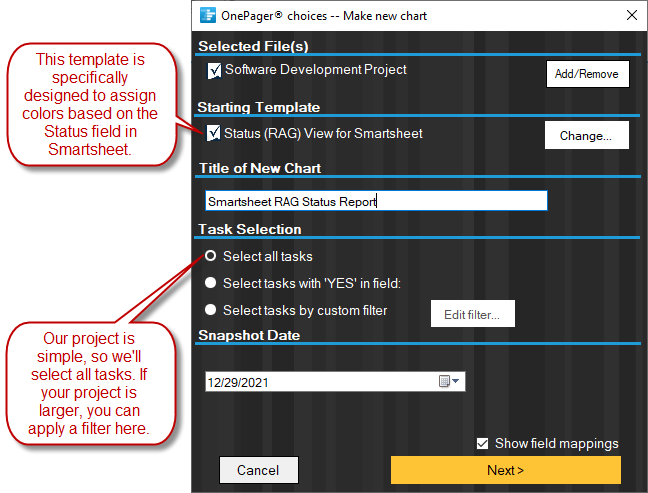 Decide how you want to filter rows from Smartsheet.