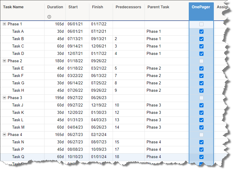 Checkbox field in Smartsheet for OnePager.