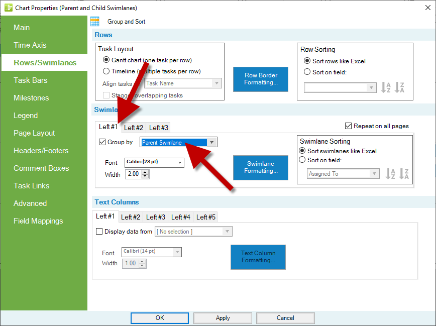 Swimlane grouping based on the Parent Swimlane field