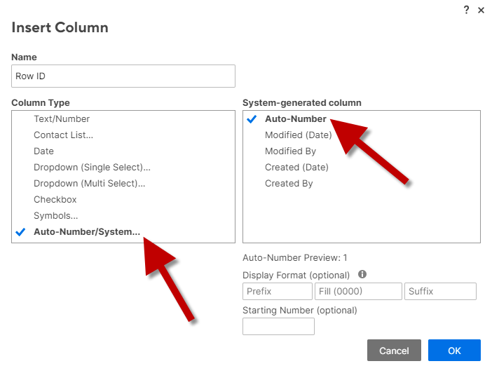 Add the Row ID column to Smartsheet.