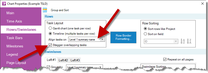 Switch from a Gantt chart to a timeline layout. 