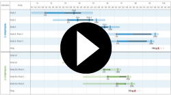 Video of a multi-project Gantt chart created in OnePager