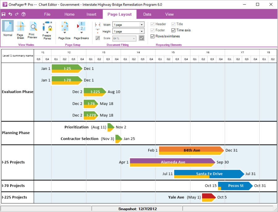 Show the precise dates of any task in your project plan.
