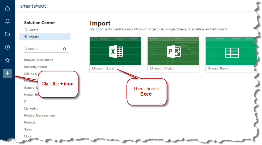 Import from Excel into Smartsheet