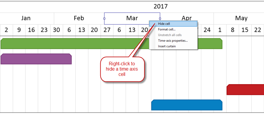 Hide a time axis cell.