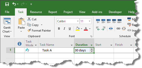 Enter the task duration in days.