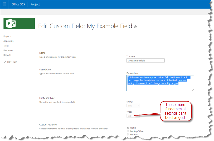 Edit an existing enterprise custom field.