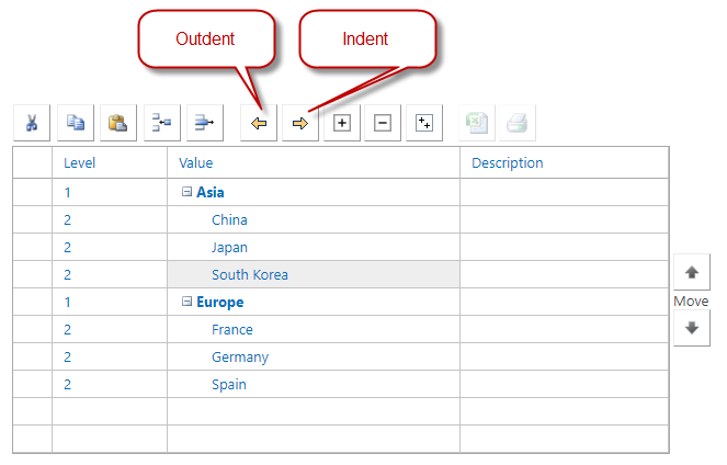 Indent and outdent different levels in your lookup table.