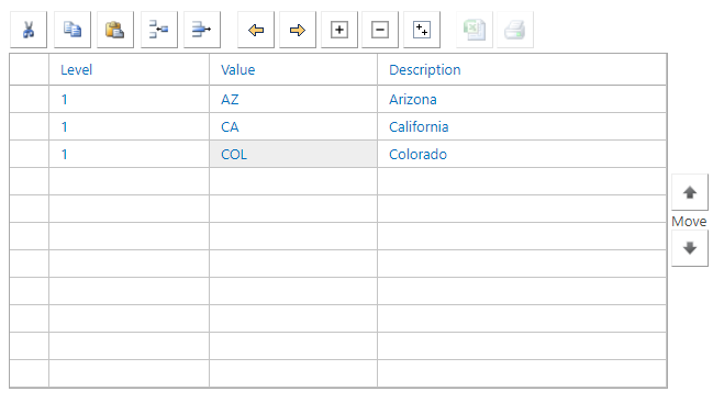 Lookup table values